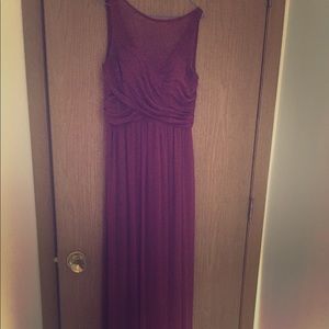 David’s Bridal long mesh bridesmaid dress